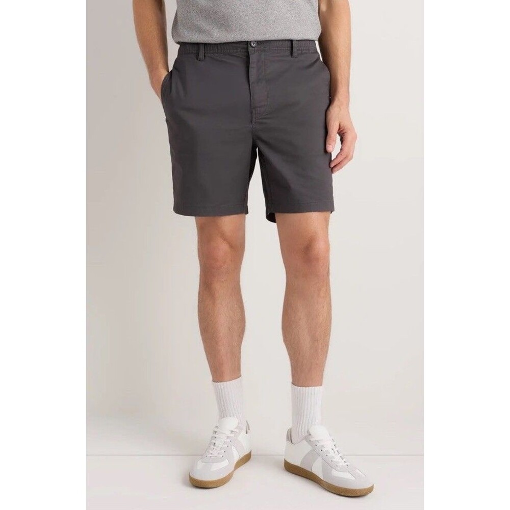 Quince Organic Stretch Cotton Pull On Chino Shorts Size Medium 7" Dark Coal Gray